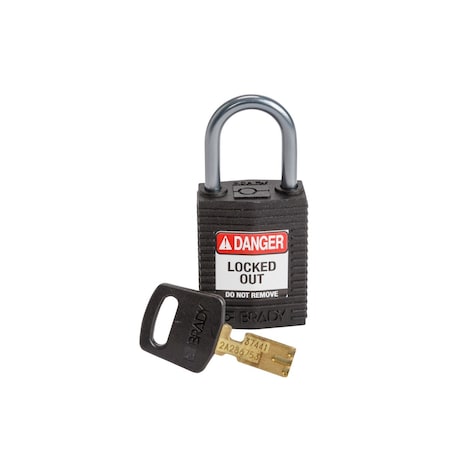 Brady Padlock, Keyed Different, Nylon, Black CPT-BLK-25AL-KD